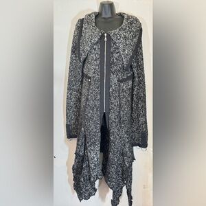 LA SEINE Asymmetrical Cardigan Sweater with Ruffled Hem | Knit | Size M